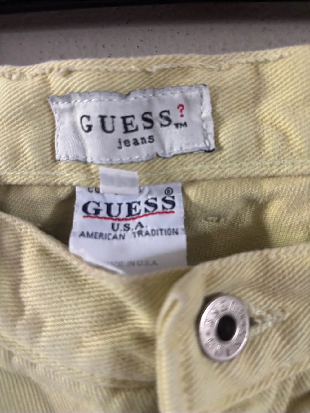 Vintage Guess Pale Yellow Straight Leg Jeans - Picture 2 of 3
